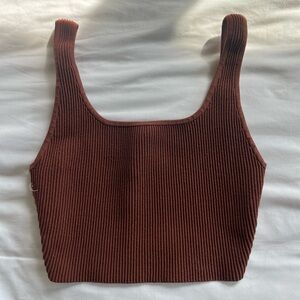 Brown aritzia babaton ribbed tank